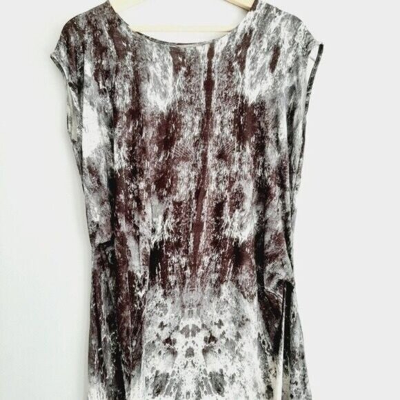 SANDWICH \ Relaxed Fit Mini Dress Watercolor Splatter Grey Sz S - Picture 3 of 9